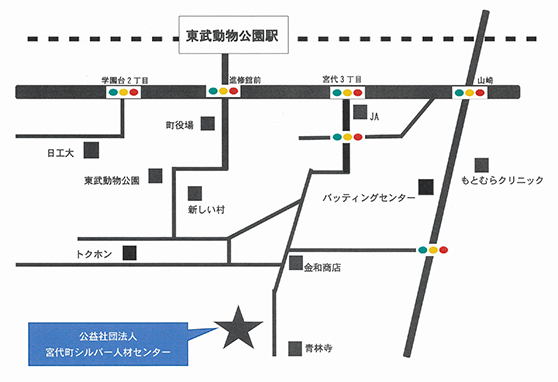 東武伊勢崎線東武動物公園駅から公益社団法人宮代町シルバー人材センターまでの地図